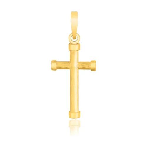 Elegant 14k Yellow Gold Cross Pendant with Rounded Ends
