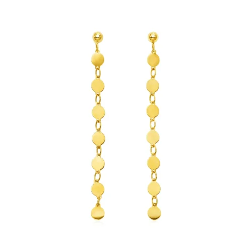 14k Yellow Gold Post Dangle Earrings with Polished Circles