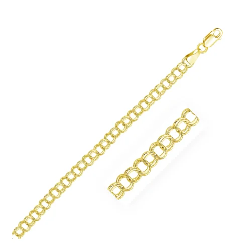 5.0 mm 14k Yellow Gold Solid Double Link Charm Bracelet - Image 2