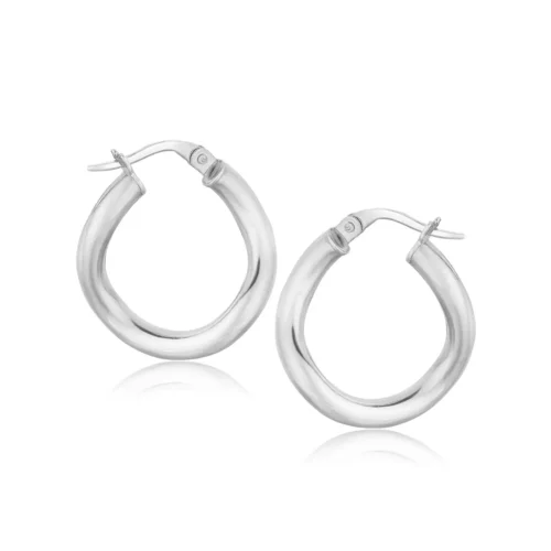 14k White Gold Italian Twist Hoop Earrings (5/8 inch Diameter) - Image 2