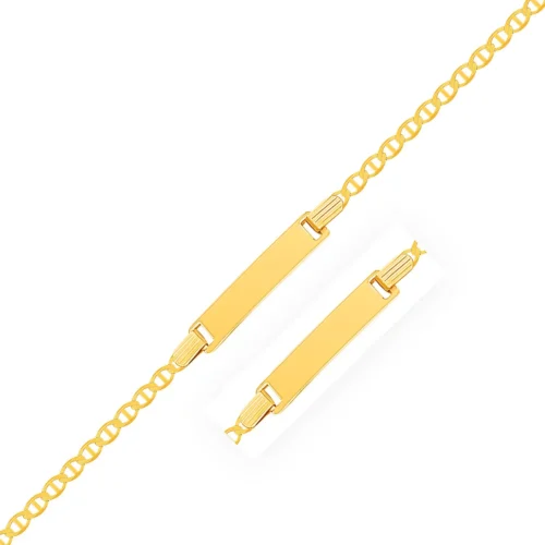 14k Yellow Gold Mariner Style Link Children's ID Bracelet Perfect Gift for Kids