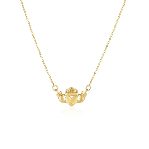 14k Yellow Gold Claddagh Pendant - Elegant Irish Symbol of Love and Friendship