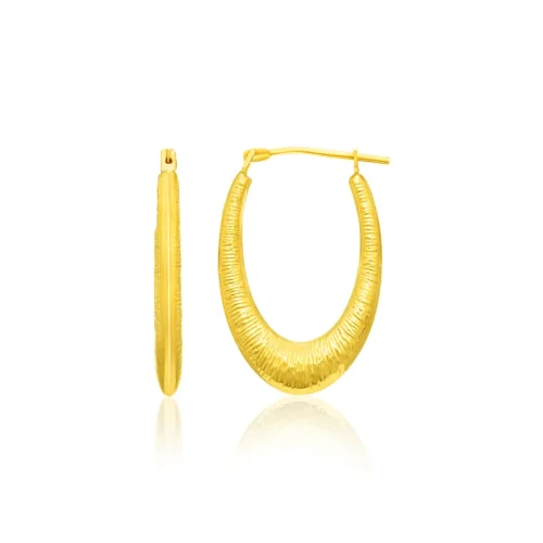 Elegant 14k Yellow Gold Graduated Texture Hoop Earrings - Timeless Beauty