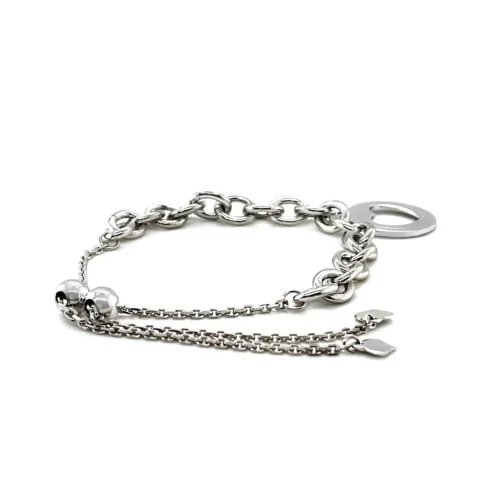 Elegant Sterling Silver Adjustable Bracelet with Heart Cutout Charm - 9 1/4 inch - Image 4