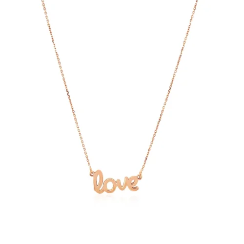 14k Rose Gold Script LOVE Necklace - Image 2