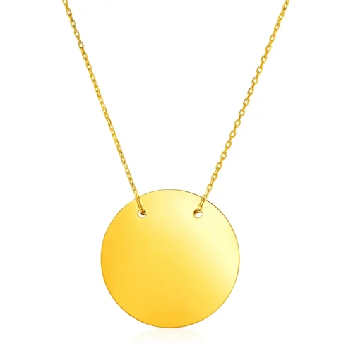 14k Yellow Gold 18 inch Necklace with Polished Circle - Image 3