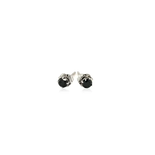 14k White Gold Black 3mm Faceted Cubic Zirconia Stud Earrings - Elegant and Chic Jewelry - Image 2