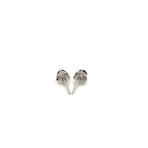 14k White Gold Black 3mm Faceted Cubic Zirconia Stud Earrings - Elegant and Chic Jewelry - Image 3