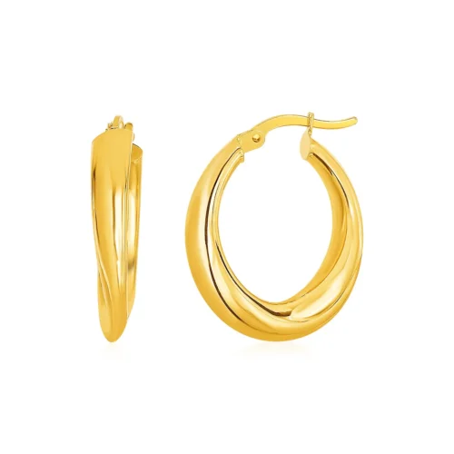 Elegant 14k Yellow Gold Oval Hoop Earrings - Dazzling & Stylish
