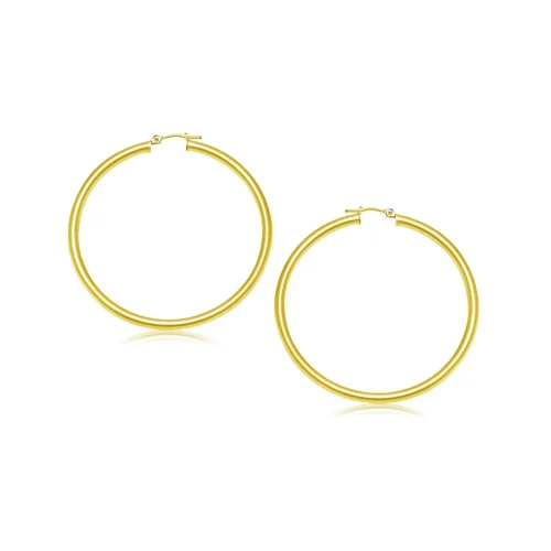 10k Yellow Gold Polished Hoop Earrings (25 mm) - Elegant & Timeless Jewelry