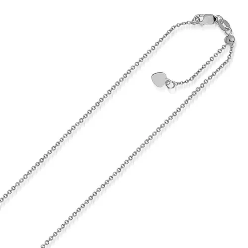 Elegant 14k White Gold Singapore Style Adjustable Chain - 1.1mm