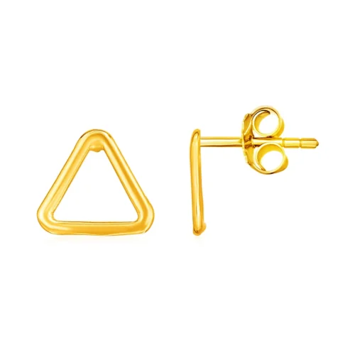 14k Yellow Gold Post Earrings with Open Triangle Design Elegant Geometric Flair