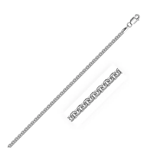 2.2mm Sterling Silver Rhodium Plated Round Box Chain Elegant and Durable Necklace for Men and Women
