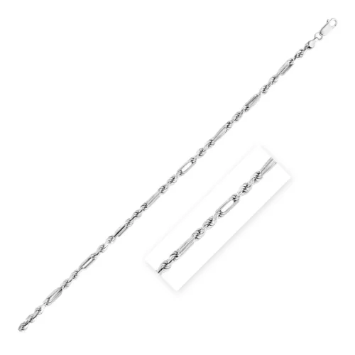 Sterling Silver Rhodium Plated Figarope Chain 3.8mm - Image 4