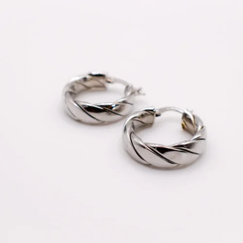 Italian Twirl Silver Hoop Earrings
