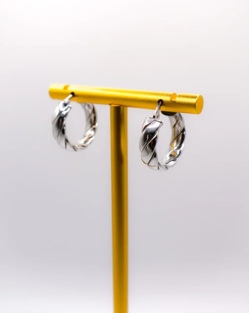 Italian Twirl Silver Hoop Earrings - Image 4