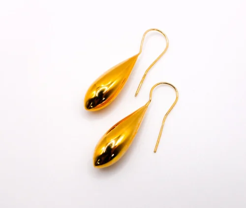 Italian Gilded Teardrop Statement Earrings - Image 2