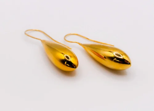 Italian Gilded Teardrop Statement Earrings - Image 3