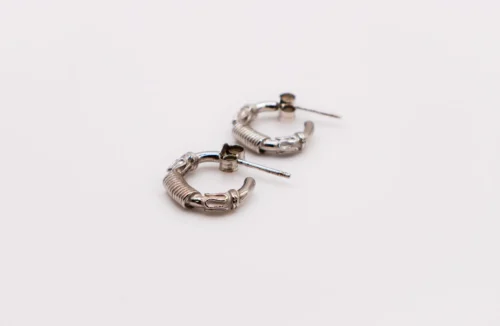 Italian Sterling Silver Petite Hoop Earrings - Image 2