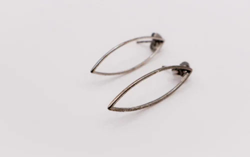 Silver Eye Shaped Earrings - Image 2