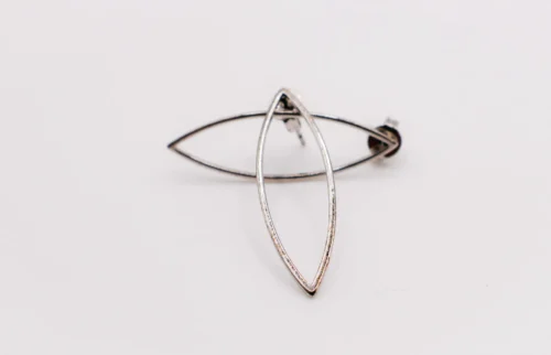 Silver Eye Shaped Earrings - Image 3