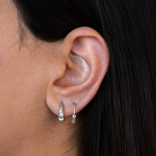 Italian Sterling Silver Petite Hoop Earrings - Image 4