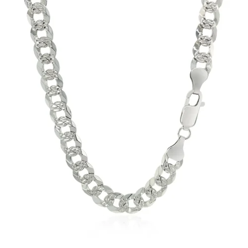 Sterling Silver Rhodium Plated Curb Chain 7.3mm - Image 4