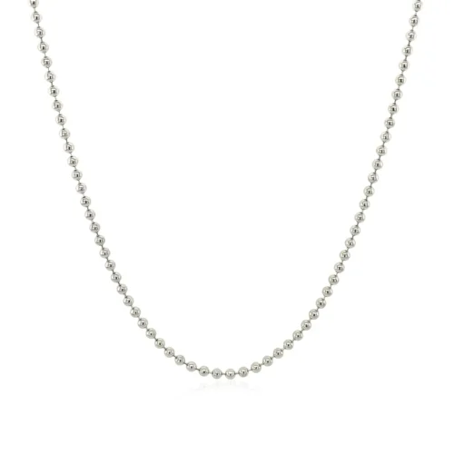 Elegant Rhodium Plated 1.5mm Sterling Silver Bead Style Chain with Lobster Clasp - 925 Sterling Silver, Multiple Lengths Available - Image 2
