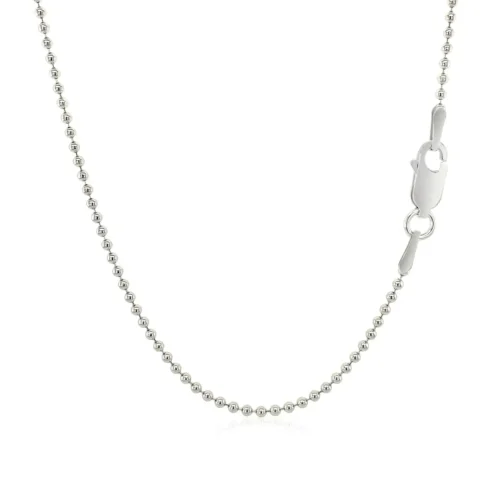 Elegant Rhodium Plated 1.5mm Sterling Silver Bead Style Chain with Lobster Clasp - 925 Sterling Silver, Multiple Lengths Available - Image 3