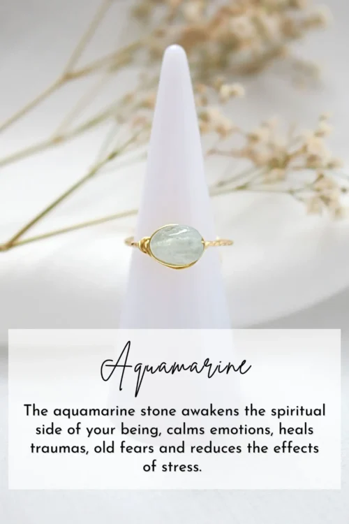 24K Natural Crystals Hand-Wired Solitaire Ring - Adjustable, Customizable & Healing Stones - Image 4