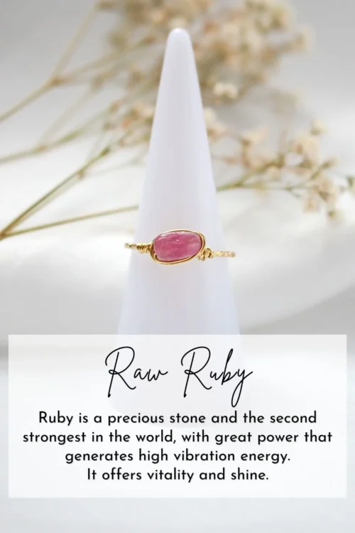 24K Natural Crystals Hand-Wired Solitaire Ring - Adjustable, Customizable & Healing Stones - Image 7