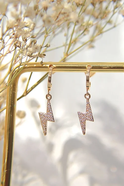 "Stormy" | 24K CZ Lighting Bolt Earrings