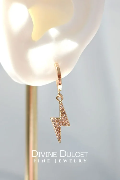 "Stormy" | 24K CZ Lighting Bolt Earrings - Image 4