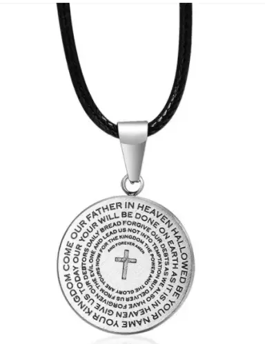 Steel Prayer Cross Necklace