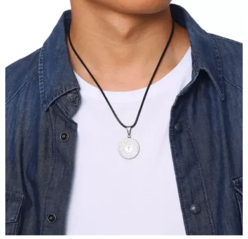 Steel Prayer Cross Necklace - Image 2