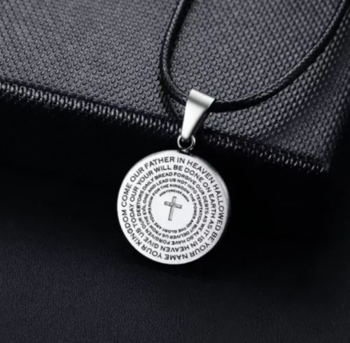 Steel Prayer Cross Necklace - Image 4