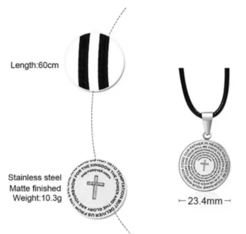 Steel Prayer Cross Necklace - Image 5