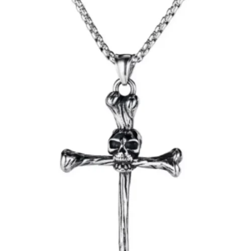 Stainless Steel Men's Skull Cross Necklace