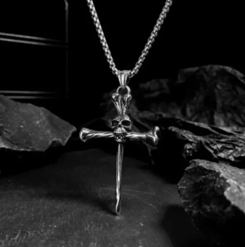Stainless Steel Men's Skull Cross Necklace - Image 3