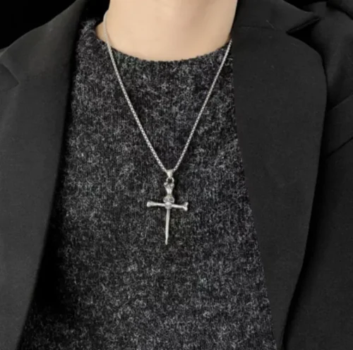 Stainless Steel Men's Skull Cross Necklace - Image 4