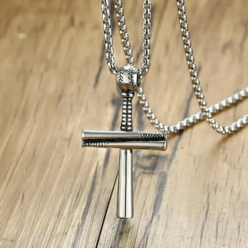 Stainless Steel Baseball Cross Christian Faith Necklace - Elegant & Durable Gift for Him - Image 2