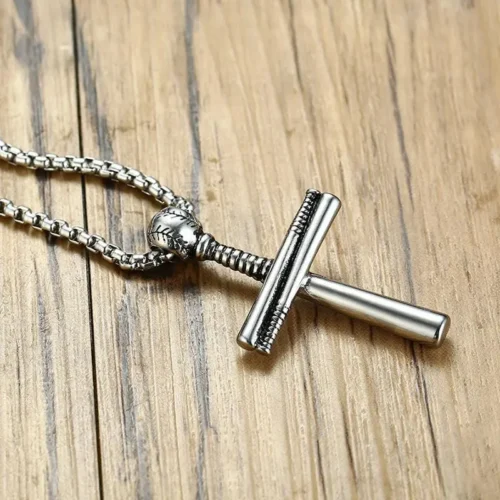 Stainless Steel Baseball Cross Christian Faith Necklace - Elegant & Durable Gift for Him - Image 3