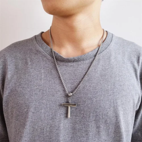 Stainless Steel Baseball Cross Christian Faith Necklace - Elegant & Durable Gift for Him - Image 4