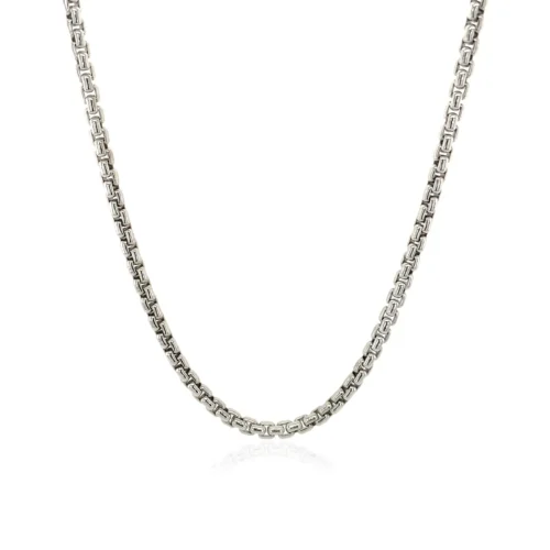 2.2mm Sterling Silver Rhodium Plated Round Box Chain Elegant and Durable Necklace for Men and Women - Image 15