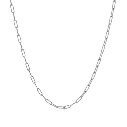 14K White Gold Fine Paperclip Chain Necklace (1.5mm) - Elegant & Timeless Jewelry