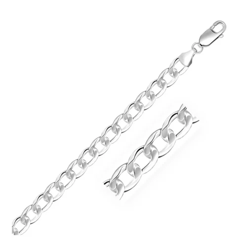 Elegant Rhodium Plated 7.9mm Sterling Silver Curb Style Bracelet - Timeless and Durable - Image 2