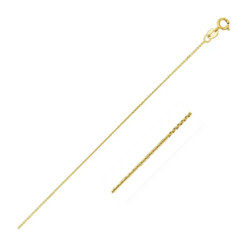 Elegant 14k Yellow Gold Diamond Cut Cable Link Chain - 0.8mm Width