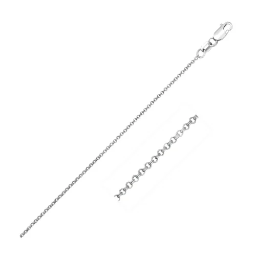 14k White Gold Diamond Cut Rolo Chain 1.1mm - Elegant & Durable Necklace