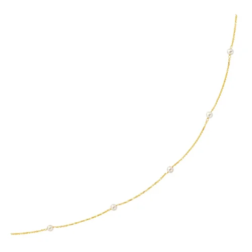 14k Yellow Gold Necklace with White Pearls - Image 18