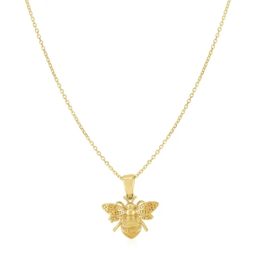 14K Yellow Gold Bee Necklace - Image 7